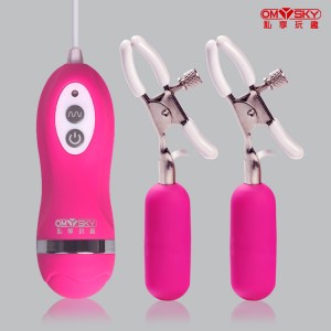 【女用器具】巅峰震撼十频防水震动乳夹玫红色 omysky/私享玩趣