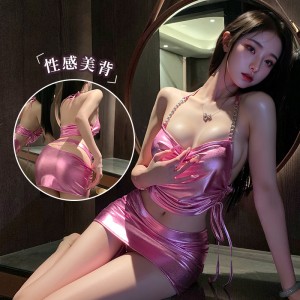 【情趣内衣】漆皮挂脖分体包臀裙 佐卡莲/ZOCOA