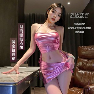 【情趣内衣】漆皮挂脖分体包臀裙 佐卡莲/ZOCOA