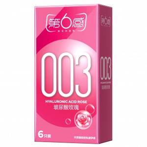 【避孕润滑】003玻尿酸玫瑰安全套6只装 第6感（新品）